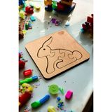 Eğitici Puzzle 4mm Plywood Ahşap Boyanabilir Çocuklar Için Hayvanlar Tavşan - Hayvanlar Serisi