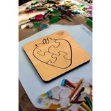 Eğitici Puzzle 4mm Plywood Ahşap Boyanabilir Çocuklar Için -Meyveler ve Sebzeler- Çilek
