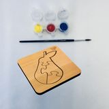 Eğitici Puzzle 4mm Plywood Ahşap Boyanabilir Çocuklar Için - Sebzeler Ve Meyveler- Armut Boya Setli