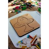 Eğitici Puzzle 4mm Plywood Ahşap Boyanabilir Çocuklar Için - Sebzeler Ve Meyveler - Mantar
