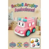 Eğitici Sürtmeli Oyuncak Ambulans - Yukarı Aşağı Sallanan Hareketli Güvenli Bebek ve Çocuk Arabası