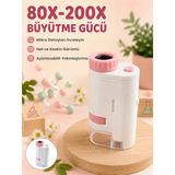 Eğitici Taşınabilir Mikroskop Ayarlanabilir Focus, Led Işık Ve 80X-200X Yakınlaştırma