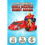 Eğitici Ve Eğlenceli Işıklı Kendinden Robota Dönüşen 15 Cm 2'Si 1 Arada Araba Kırmızı Oyuncak Araba