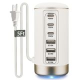 EGK 100W USB C Şarj İstasyonu 6 Bağlantı Noktalı 30W USB-C ve 30W USB-A Bağlantı Noktaları - Telefon 13/14, Samsung Galaxy, Pixel 7/7 Pro, Pad, Pad Pro ve Daha Fazlası için Kompakt, Yerden Tasarruflu