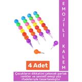 Eğlenceli Çocuk İlgi Çekici Okul Değiştirilebilir Uçlu Sevimli Emojili Yumurtlayan Kalem 4 Adet