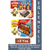 Eğlenceli Çocuk Yetişkin Aile Okul Eğitici Taşıma Çantalı Tavla Satranç Dama 3 In 1 Özel Oyun Seti - 1 Adet