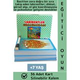 Eğlenceli Dikkat Görsel Algı Koordinasyon Psikomotor Silinebilir Kalemli Oyun Labirentler 36 Kart