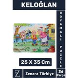 Eğlenceli Eğitici Görsel Algı Motor Becerisi Geliştiren Çocuk Boyamalı Puzzle 36 Parça Keloğlan