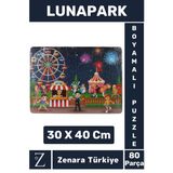 Eğlenceli Eğitici Görsel Algı Motor Becerisi Geliştiren Çocuk Boyamalı Puzzle 80 Parça Lunapark
