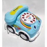 Eğlenceli Mavi Arabalı Telefon 18cm Çevirmeli Telefon Sürüklenebilir Klasik Retro Oyun Telefonu
