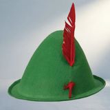 Eğlenceli Peter Pan Şapkası Yeşil Kırmızı Tüylerle Çocuklar İçin