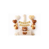eğlencemarketi 1 Yaş Teddy Ayı Doğum Günü Balon Seti Gold Krem Kahverengi Konsept Parti Süsleri