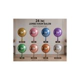 eğlencemarketi 24 İnç Büyük Boy Krom Balon Metalik Parlak Gold Pembe Mavi Mor Yeşil Rose Gold Bakır Dev Balon