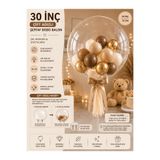 eğlencemarketi 30 İnç Çift Ağızlı Şeffaf Bobo Balon 75 CM PVC Bubble Balon Double Neck