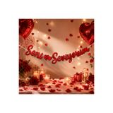 eğlencemarketi Seni Seviyorum Yazı Süs Banner Kırmızı Kalpli Romantik Oda Süsü Sevgiliye Sürpriz Dekor
