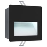 EGLO Aracena, LED dış mekan gömme lamba, cam, plastik, alüminyum, siyah ve şeffaf, dış mekan lambası, LED duvar gömme lambası, nötr beyaz, IP64, U x G 14 cm