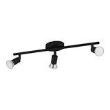 EGLO LED tavan lambası Buzz-LED, 3 ampullü tavan lambası, modern, metal tavan lambası, oturma odası lambası, siyah, mutfak lambası, GU10 duylu LED spotlar, U 48,5 cm
