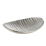EGLO LIVING Forleyet dekoratif kase, dekorasyon için şık kase, dalgalı tasarımlı el yapımı dekoratif tabak, gümüş renkli alüminyum metal tabak, 32 x 23 cm