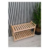 EGN Wood's 2 Raflı Ahşap Ayakkabılık Doğal Ağaç Ayakkabılık 2 Raflı 70x30x50
