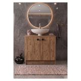 EGN WOODS Atlantik Çam Lavabo Altı Banyo Dolabı - 2 Kapaklı 2 Bölmeli Modüler Depolama Dolabı
