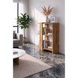 EGN WOODS Estetik ve Modern 3 Raflı Minimalist Salon ve Ofis Fonksiyonel Kitaplık- Organizer Raf - Atlantik Çam Kenar 60x70cm
