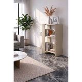 EGN WOODS Estetik ve Modern 3 Raflı Minimalist Salon ve Ofis Fonksiyonel Kitaplık- Organizer Raf - Kum Beji Kenar 60x70cm