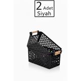 ego home 2 Adet - Çok Amaçlı Plastik Tutacaklı Organizer Sepet Dolap Içi Çekmece Düzenleyici Siyah