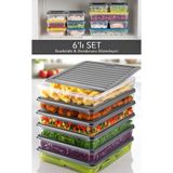 ego home 6'lı Saklama Kabı , Mikrodalga Uyumlu Erzak Saklama Kabı Antrasit Kapak Seffaf Kab 6 X 2500 ml