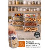 ego home 8'li Hava Geçirmez Saklama Kabı Seti Antrasit 2x(250-500-750-1200 ML)
