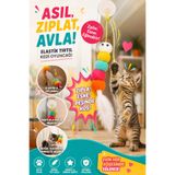 ego home Çıngıraklı Kedi Oyuncağı Yapışkanlı Kedi Oyun Oltası Renkli Ponponlu Tırtıl Oyuncak Zıplayan Top
