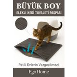 ego home Elekli Kedi Tuvalet Önü Kum Paspası Kedi Tuvaleti Kumu Paspası Büyük Boy 60x80 Cm Siyah