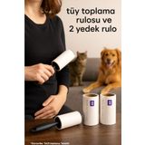 ego home Kedi Köpek Toz Tüy Toplayıcı Rulo 60 Yaprak Yapışkanlı Kıl Toplama Rulosu 1 Saplı 2 Yedek Rulo