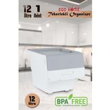 ego home Mote Tekerlekli Kutu Eşya Erzak Ve Oyuncak Kutusu 12lt. (BEYAZ-GRİ)(1 ADET)