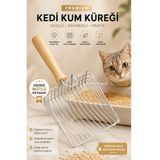 ego home Paslanmaz Çelik Kedi Kum Küreği Ahşap Saplı Profesyonel Kum Eleme Dayanıklı Metal Kedi Tuvalet