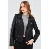 Egoist Kadın Siyah Biker Deri Ceket 19WGM5794U4