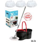 Egonex X-Max Mop Seti 16 lt Mikrofiber Başlıklı Temizlik Seti ile Sıçratmadan Sıkma