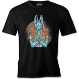 Egyptian God Anubis In Blue Color Siyah Erkek Tshirt - M