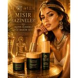 Egyptian Treasures Altın İçerikli Yüz Bakım Seti | Göz Kremi 15 ml + Yüz Serumu 30 ml + Yüz Kremi 50 ml | Kolajen ve Hyaluronik Asit | Tüm Cilt Tipleri İçin