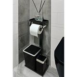 Egza 3'ü 1 Arada Banyo Seti Tuvalet Kağıtlık, Çöp Kovası ve Tuvalet Fırça Takımı - Siyah Krom