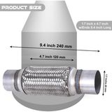 Egzoz Spiral Flex BORUSU,45MMX 240MM Üniversal Tip, Paslanmaz Çelik Çift Örgülü Flex Borusu