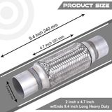 Egzoz Spiral Flex BORUSU,51MMX 240MM Üniversal Tip, Paslanmaz Çelik Çift Örgülü Flex Borusu