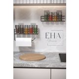 EHA HOME Siyah Yapışkanlı Baharatlık 2 Li Metal Kağıt Havluluk Baharat Standı Mutfak Rafı Yapışkanlı