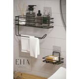 EHA HOME Yapışkanlı Banyo Rafı Kağıt Havlu Tutacağı Ve Metal Sabunluk Set Düzenleyici
