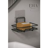 EHA HOME Yapışkanlı Sabunluk Banyo Mutfak Lavabo Metal Katı Sabunluk Siyah