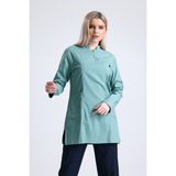 Ehil Doktor - Hemşire Forması Likralı Tesettür Üniforma Tek Üst Likralı Tesettür - Çağla Yeşili - 3XL