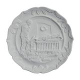 Ehobici Atatürk Imzalı ve Anıtkabir Türk Bayrağı Tabak 10X10CM - - - Beyaz