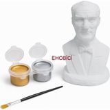 Ehobici Taş Boyama Seti Atatürk Büst 2 Renk Metalik Akrilik Boya 5ml + Fırça - Karışık Çok Renkli