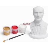 Ehobici Taş Boyama Seti Atatürk Büst 3 Renk Akrilik Boya 5ml + Fırça - Karışık Çok Renkli