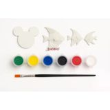 Ehobici Taş Boyama Seti Balıklar Ve Mickey Mouse 6 Renk Akrilik Boya 5Ml + Fırça