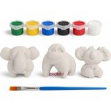 Ehobici Taş Boyama Seti Fil Goril Koala 6 Renk Akrilik Boya 5ml + Fırça - Karışık Çok Renkli